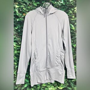 Mondetta Hoodie Womens Small Zip Front Gray Chevron Pattern